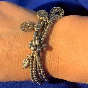 Silver Tone set of 4 Stretch Bracelet 8" Bracelet